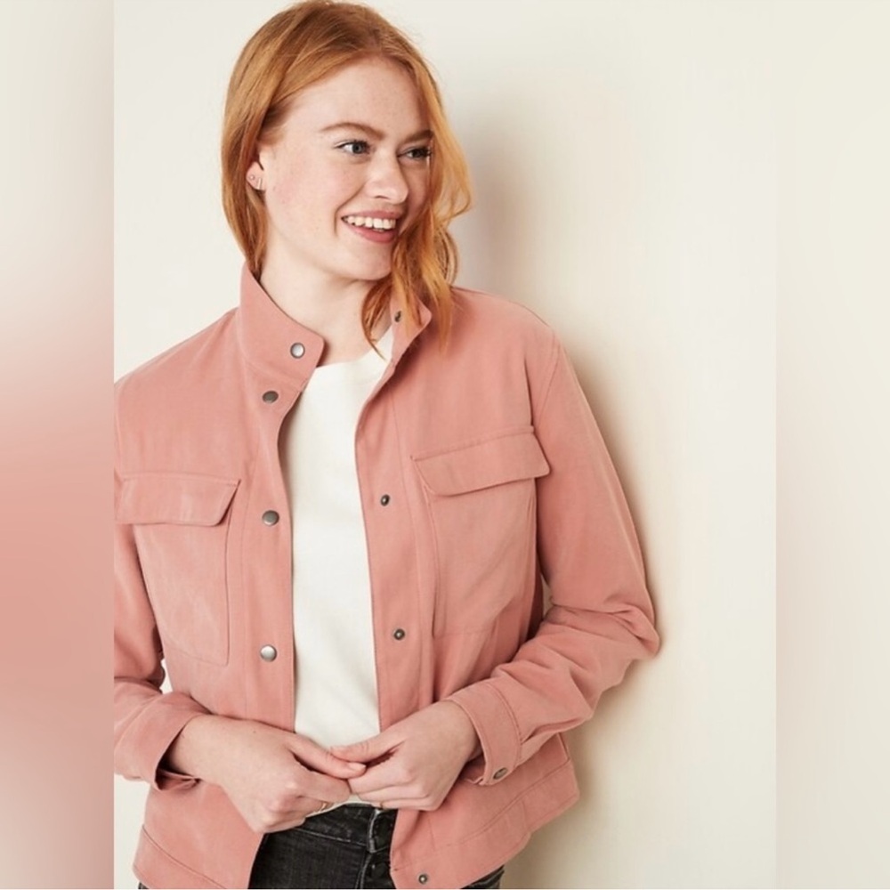 Old navy utility jacket blush snap button
